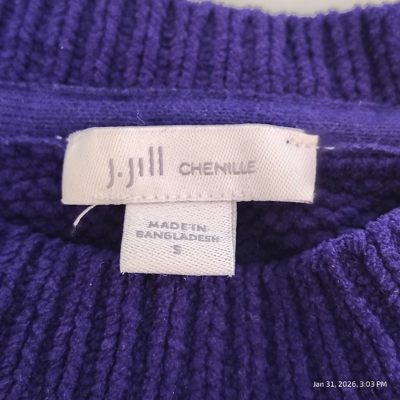 J. Jill Chenille Sweater Womens Small Purple Cable Knit Pullover Fisherman Style - Picture 4 of 9